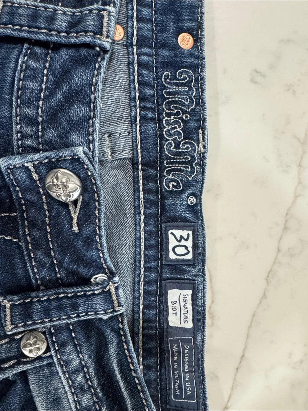 Miss Me Blue Boot Cut Jeans with Embroidered Cross Pocket